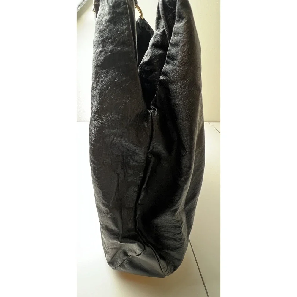 Elliott Luca pebbled black leather and chain purse shoulder bag